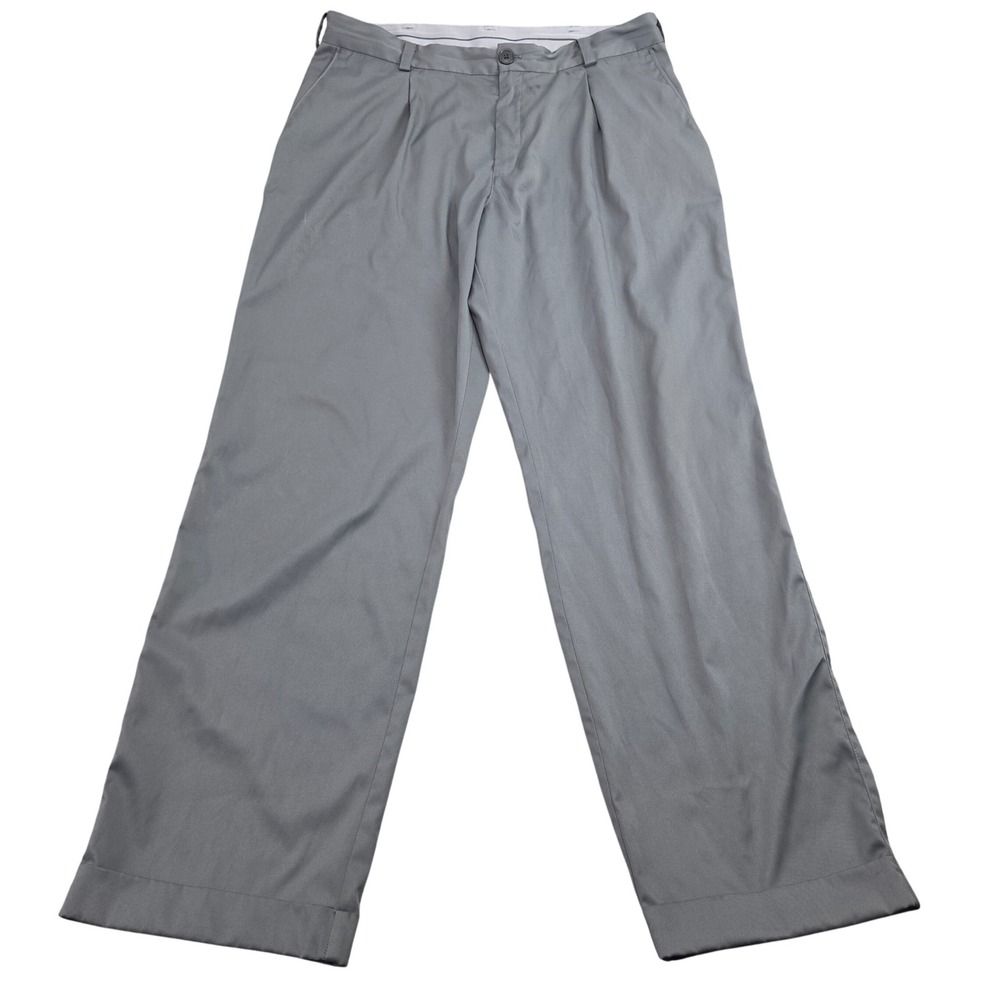 Nike Golf Pants Mens 34x32 Gray Pleated Dri-FIT Performance Trousers Acti